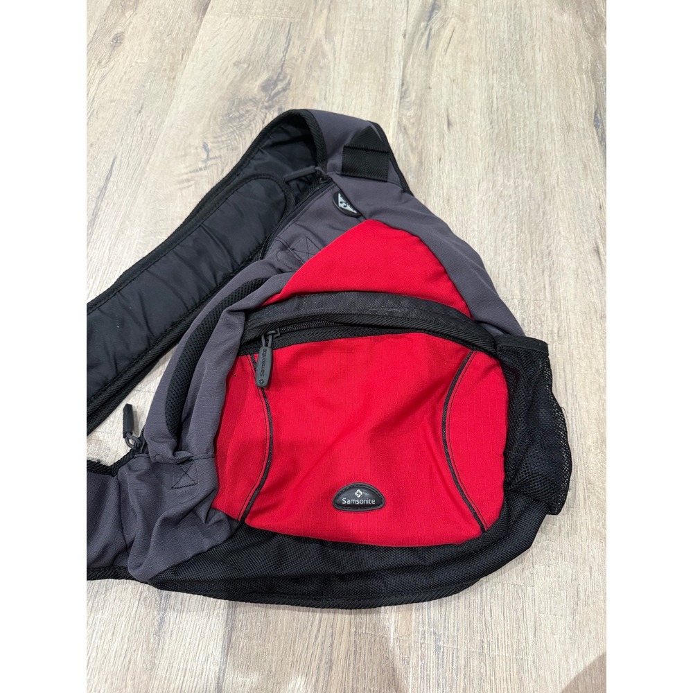 Samsonite Sling Backpack Red Grey Crossbody Single Strap Travel Bag